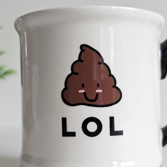 Clay Art Funny Ceramic Ivory White Coffee Tea Barbershop Mug LOL Poop Emoji Cup - Picture 9 of 14
